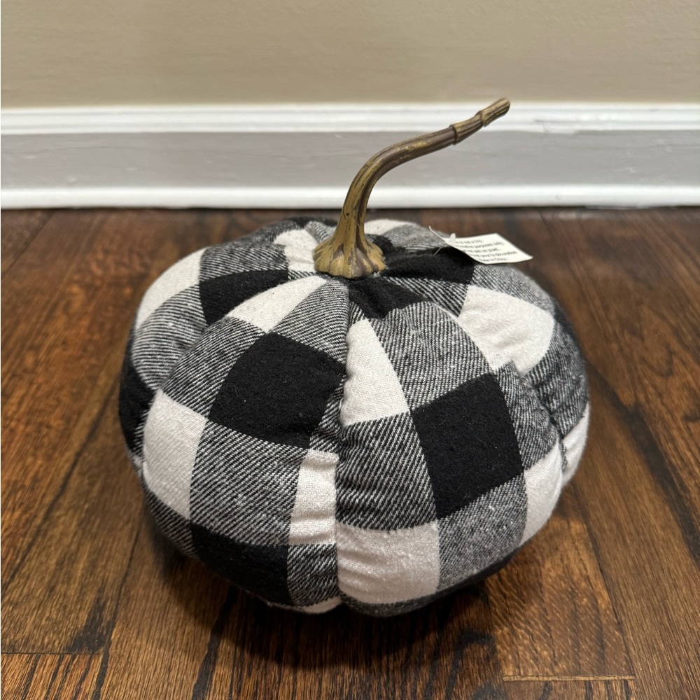 Black & White Buffalo Check Stuffed Pumpkin